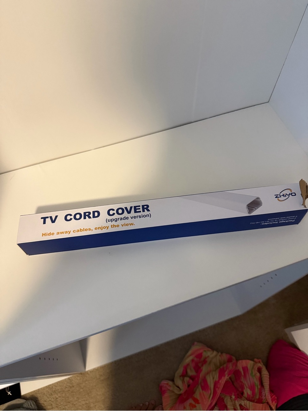 White TV Cord Cover Cable Concealer – 2 Pack